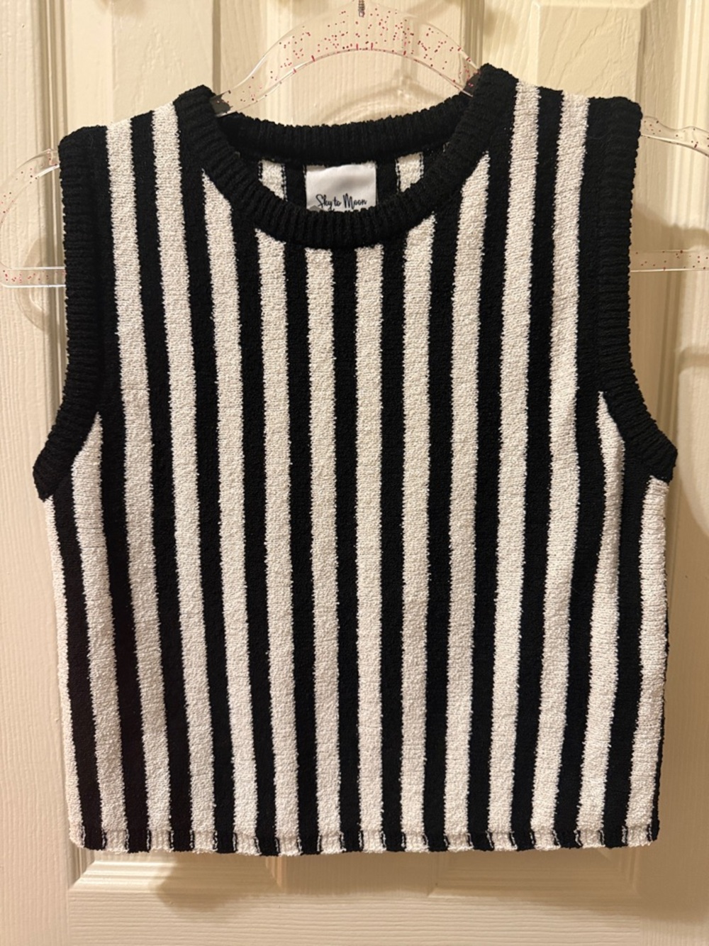 Stripe Knit Sleeveless Top - Black & White